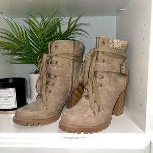 Wooden heeled booties